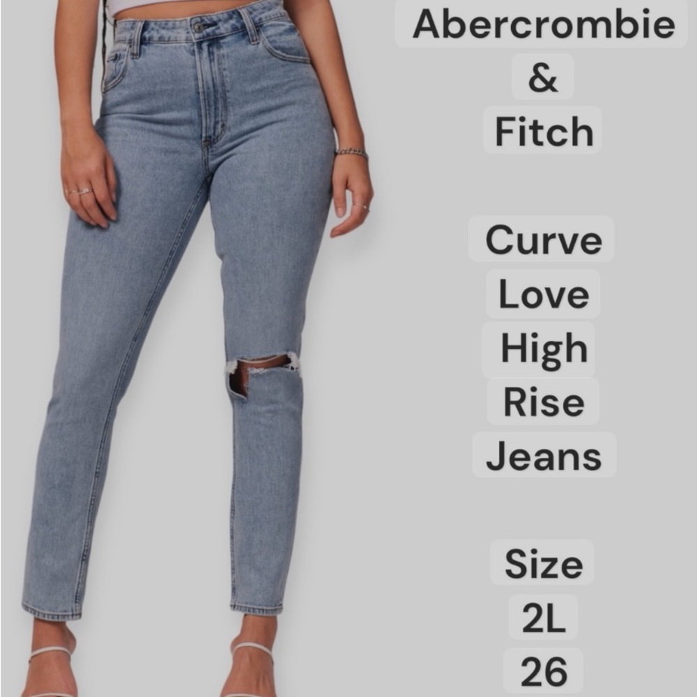 Abercrombie & Fitch Women's Blue High Rise JeansAmbercrombie Curve Love Keans